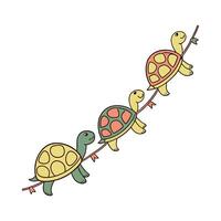 Elegant String of Turtles Display on Bright vector