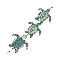 Stylish String of Turtles in Bright Space vector