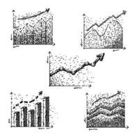 graph set sketch hand drawn item vector