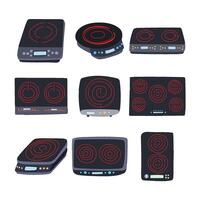 introduction cooktop set cartoon illustration vector