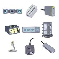 multi device charging station set item illustration vector