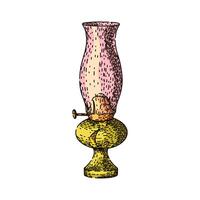 kerosene oil lamp item sketch hand drawn vector