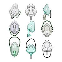 oxygen mask set cartoon item vector