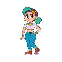 Trendy Y2K Fashion Model Illustration vector