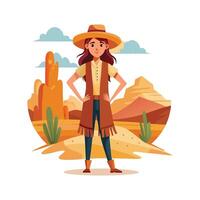 Boho Chic Desert Fashion Model Illustration vector