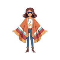 Stylish Boho Inspired Poncho for Models vector
