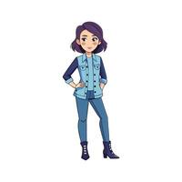 Elegant Denim on Denim Fashion Model vector