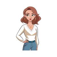Charming VNeck Sweater Fashion Model Design 2 vector