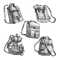 backpack set sketch hand drawn. vector
