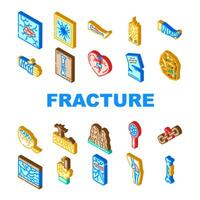 fracture break bone icons set symbol vector