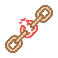 broken chain link fracture color icon illustration vector