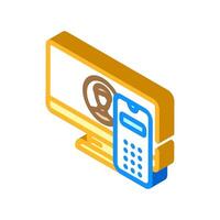 desktop computer phone isometric icon illustration vector