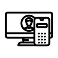 desktop computer phone line icon illustration vector
