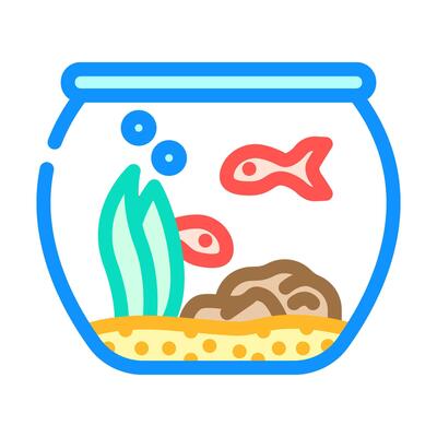 fish bowl multi species home color icon illustration