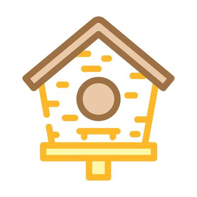 birdhouse multi species home color icon illustration