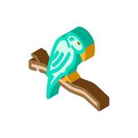 parrot perched branch isometric icon illustration vector