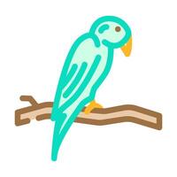 parrot perched branch color icon illustration vector