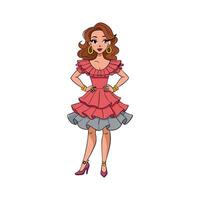 Bold Playful Ruffled Dress Model 3 vector