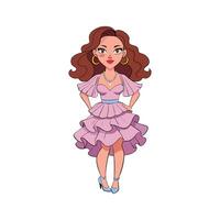 Stylish Playful Ruffled Dress Model 2 vector