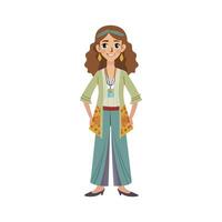 Chic Relaxed Bohemian Day Look Model vector