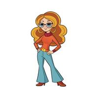 Elegant Retro 70s Bell Bottom Fashion Model 2 vector