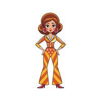 Trendy Retro Jumpsuit Fashion Model 1 vector