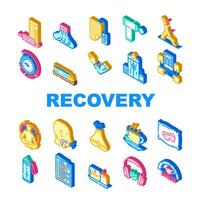 recovery wellness practices symbol icons set item vector