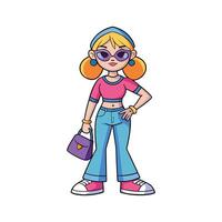 Trendy Trendy Y2K Fashion Model Design 1 vector