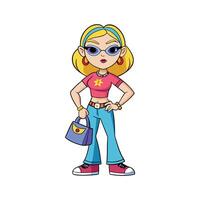 Chic Trendy Y2K Fashion Model Design vector