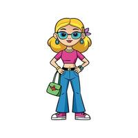 Chic Trendy Y2K Fashion Model Design 2 vector