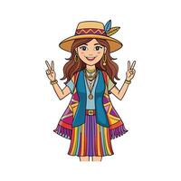 Chic Vibrant Boho Festival Fashion Model Create 1 vector