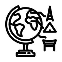 globe with landmarks geographical discoveries line icon illustration vector