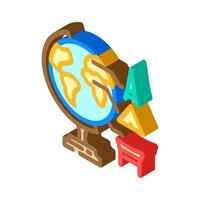 globe with landmarks geographical discoveries isometric icon illustration vector