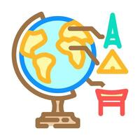 globe with landmarks geographical discoveries color icon illustration vector