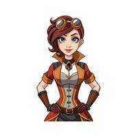 Chic Victorian Steampunk Model Design Fashion vector