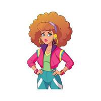 Bold Vintage 80s Fashion Model Illustrate 3 vector