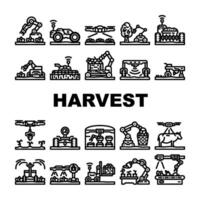 robot harvests automation icons set symbol vector