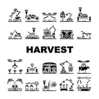 robot harvests automation symbol icons set vector