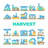 robot harvests automation icons symbol set vector