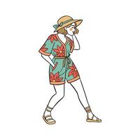 Charming Boho Floral Romper for Illustrations. vector