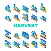 robot harvests symbol automation icons set vector