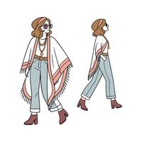 Stylish Boho Inspired Poncho for Models. vector