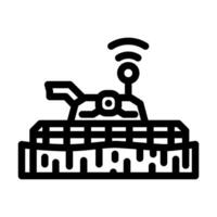 harvesting combine robot harvests line icon illustration vector