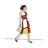 Stylish Color Block Dress Design for Models. vector