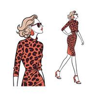Stylish Leopard Print Fashion Model. vector