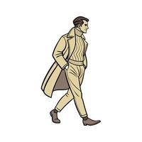 Stylish Gentleman in Overcoat Illustration 1. vector