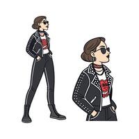 Stylish Edgy Rocker Leather Pants Illustration. vector