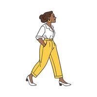Stylish WideLeg Pants Fashion Model. vector