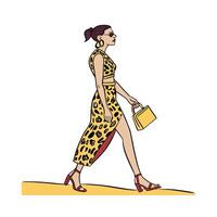 Fierce Animal Print Fashion Model. vector