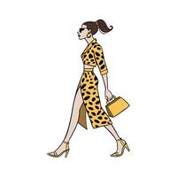 Stylish Animal Print Fashion Model. vector